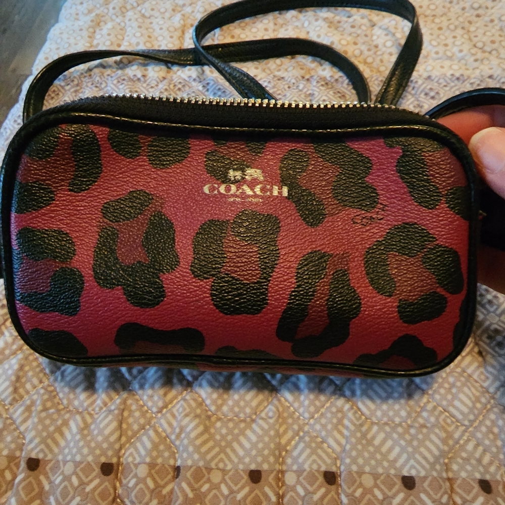 Coach leopard print small crossbody purse